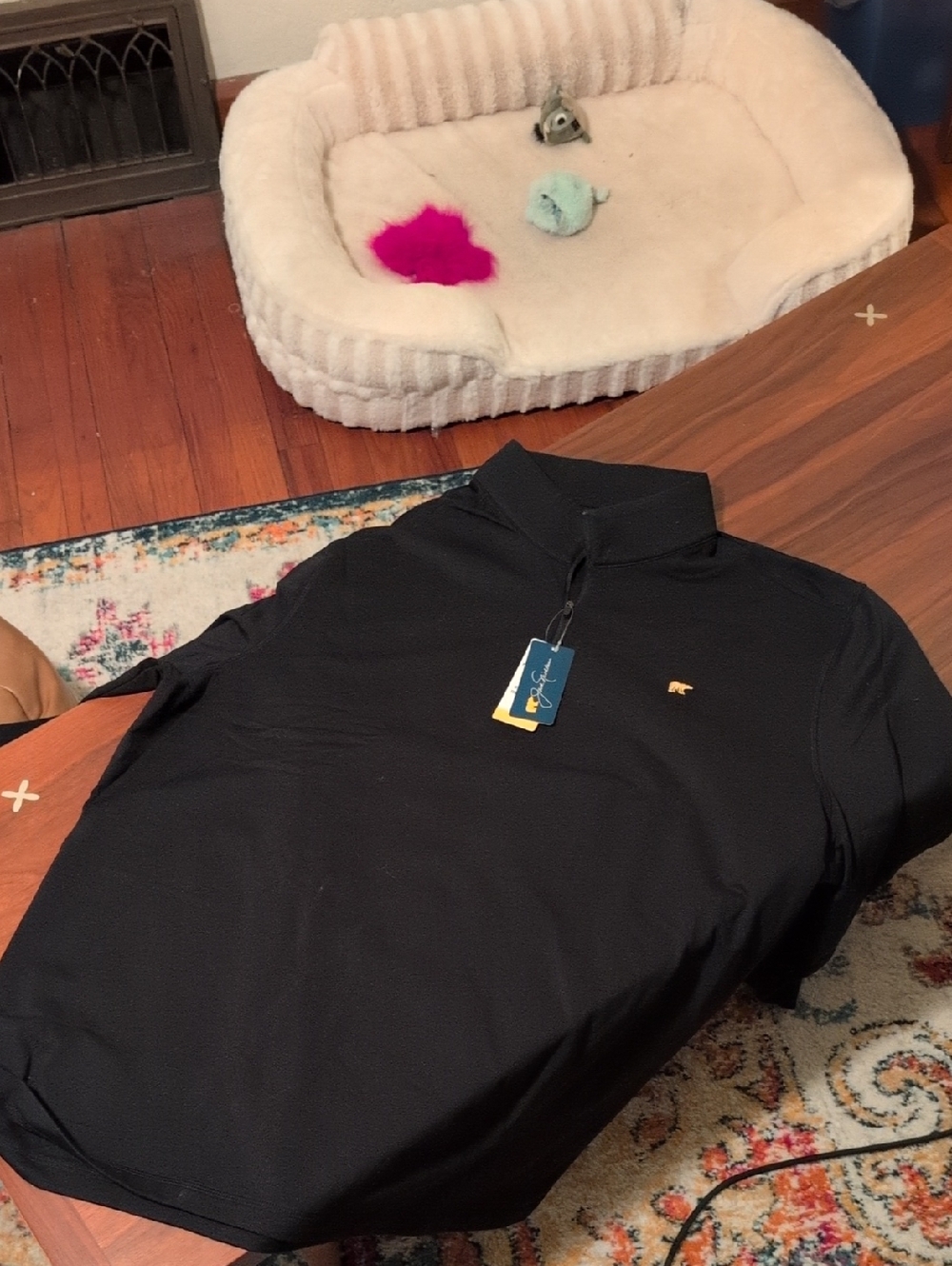 Jean Stitcher Black Top with Yellow Bear Logo Tag